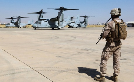 Chiến đấu cơ Mỹ vẫn không kích Iraq bất chấp IS dọa giết con tin thứ 2 - 1 Các máy bay MV-22 Osprey của Mỹ tại Iraq.