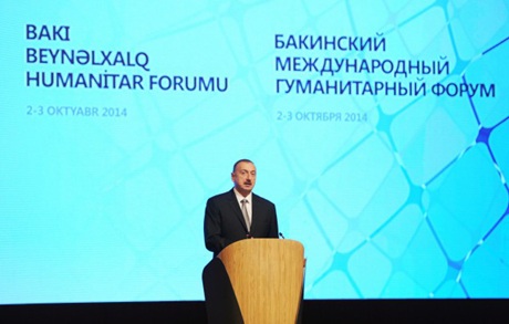 Việt Nam tham dự diễn đàn nhân đạo quốc tế tại Azerbaijan - 1 Tổng thống Cộng hòa Azerbaijan Ilham Aliyev phát biểu trong buổi khai mạc diễn đàn.