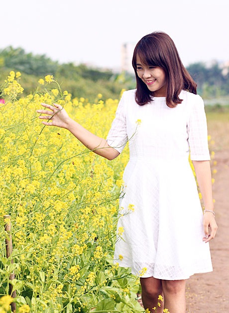 Trong tiết trời nắng đẹp và có chút se lạnh đầu đông, cảnh vật ở vườn cải càng trở nên lãng mạn hơn