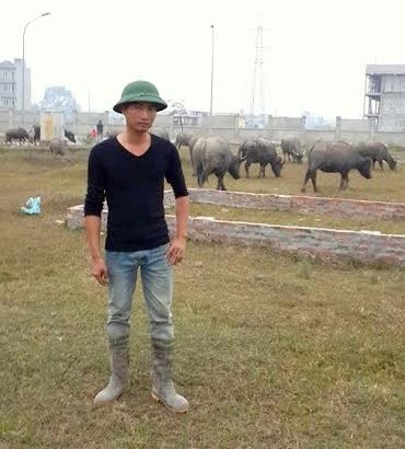 Triệu phú nuôi trâu Nguyễn Đình Thiện - 1 Thiện trâu” bên “gia tài” trên đồng cỏ.