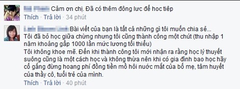 Xôn xao bài viết khuyên bạn trẻ "đừng bỏ học" của nữ nhà văn “Gào” - 5 Và những bình luận của bạn trẻ khi đọc bài viết.
