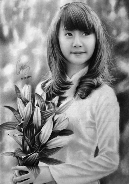 Nhan sắc hot girl Việt dưới nét vẽ của họa sỹ 9X - 6 Hot girl Andrea qua nét vẽ của Nguyễn Văn Thái (Hà Nội)