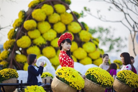Bạn trẻ Đà Nẵng rạng rỡ bên đường hoa Tết - 3 Áo dài luôn là sự lựa chọn hàng đầu cho các thiếu nữ