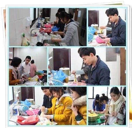 Thư ngắn đầu năm gửi về quê nhà từ ĐH Dongshin, Hàn Quốc - 2 DHS Việt tại ĐH Dongshin, Hàn Quốc gói bánh chưng chuẩn bị tất niên (Ảnh: Phạm Quang DSU).