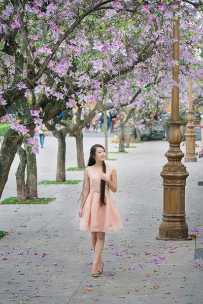 Thiếu nữ Hà thành dịu dàng dưới tán hoa ban - 1 Hoài Thư