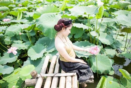 Nữ thủ khoa xinh đẹp ĐH Văn hóa e ấp bên sen đầu mùa - 2 Hoài Thư