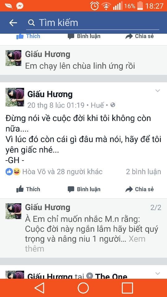 Tiếc thương nữ sinh tử nạn trong chuyến từ thiện ở vùng lũ - 3 Những status nói về cuộc đời và cái chết do H. viết trên Facebook.