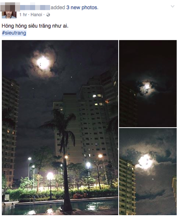 Dân mạng "tiu nghỉu" vì siêu trăng giống... trăng rằm - 8 Rất nhiều người Việt ngắm trăng vào tối qua