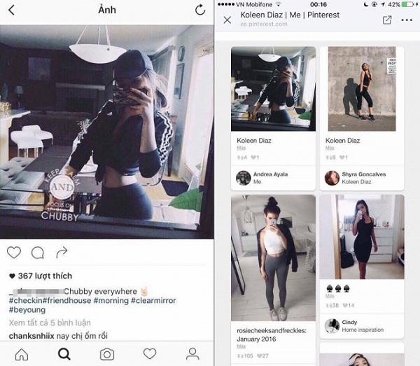 Cộng đồng mạng đếm được hơn 20 bức ảnh cô nàng ăn trộm của người khác