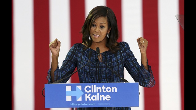 Đệ nhất phu nhân Mỹ Michelle Obama phát biểu tại Đại học La Salle ở Philadelphia hôm 28/9 (Ảnh: Fox)