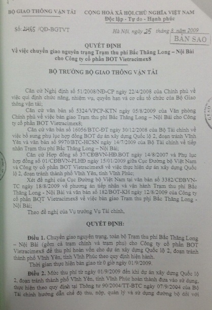 Bộ GTVT làm ngược chỉ đạo của Thủ tướng Chính phủ - 2 Bộ GTVT làm ngược chỉ đạo của Thủ tướng Chính phủ