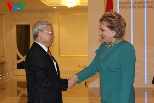 Tổng Bí thư Nguyễn Phú Trọng hội kiến Chủ tịch Hội đồng Liên bang Nga - Valentina Matviyenko.