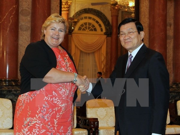 Chủ tịch nước Trương Tấn Sang tiếp Thủ tướng Na Uy Erna Solberg - 1 Chủ tịch nước Trương Tấn Sang tiếp Thủ tướng Na Uy Erna Solberg