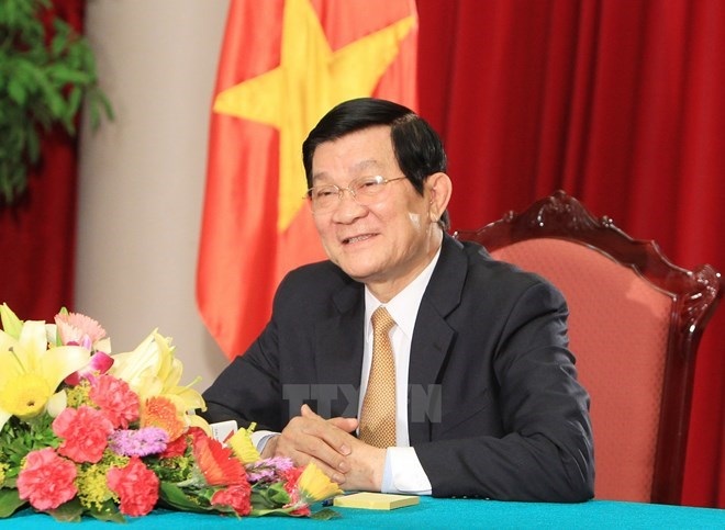 Chủ tịch nước tới Nga dự Lễ kỷ niệm 70 năm Chiến thắng Vệ quốc - 1 Chủ tịch nước Trương Tấn Sang. (Ảnh: Nguyễn Khang/TTXVN)