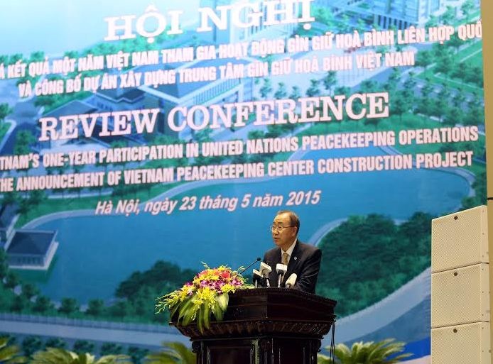 Công bố dự án xây dựng Trung tâm Gìn giữ hòa bình Việt Nam - 1 Tổng Thư ký LHQ Ban Ki-moon phát biểu tại hội nghị
