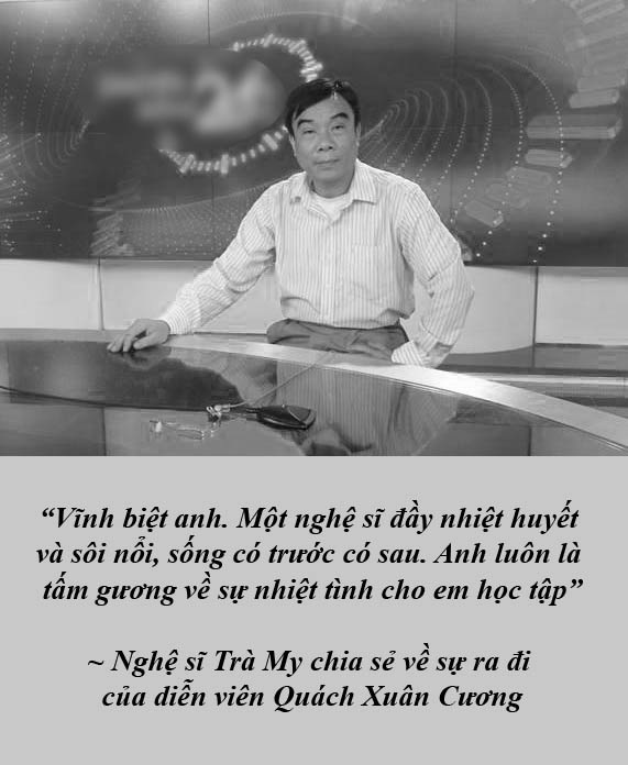 Một tuần văn hóa sôi động với đủ cung bậc thăng trầm - 5 Diễn viên phim “Thời xa vắng” vừa qua đời vì ung thư gan - Đạo diễn Tạ Huy Cường và nghệ sĩ hài Trà My vừa thông báo tin buồn, diễn viên Quách Xuân Cương - người đóng vai Tình trong bộ phim “Thời xa vắng” vừa qua đời tại nhà riêng vào khoảng 6h sáng 15/10 vì bị ung thư gan, thọ 63 tuổi.