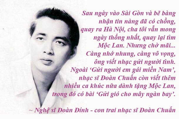 Một tuần văn hóa sôi động với đủ cung bậc thăng trầm - 6 Sự thật nguyên mẫu trong bài hát nổi tiếng “Gửi người em gái miền Nam” - Nhiều người nhầm tưởng ca sĩ Mộc Lan, nguyên mẫu trong bài hát Gửi người em gái miền Nam của nhạc sĩ Đoàn Chuẩn là người Hà Nội. Sự thật bà là người gốc Hải Phòng, theo anh trai vào Sài Gòn lập nghiệp từ năm 13, 14 tuổi và nhanh chóng thành danh nhờ tiếng hát họa mi và nhan sắc rực rỡ.