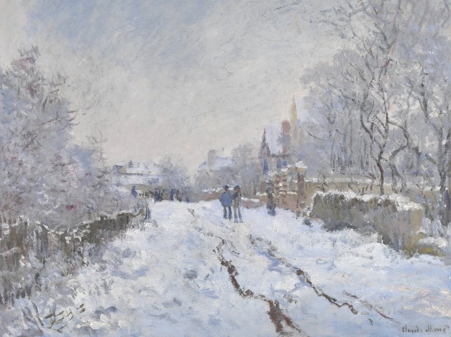 Không khí Giáng sinh trong 15 siêu phẩm hội họa - 10 Bức “Snow Scene at Argenteuil” (Cảnh tuyết rơi ở Argenteuil) - Họa sĩ người Pháp Claude Monet (vẽ năm 1875)