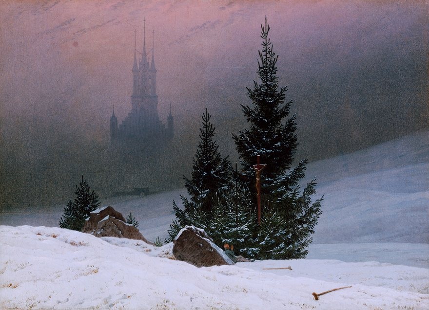 Không khí Giáng sinh trong 15 siêu phẩm hội họa - 2 Bức “Winter Landscape” (Cảnh vật mùa đông) - Họa sĩ người Đức Caspar David Friedrich (vẽ năm 1811)