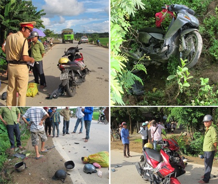 2 xe máy đối đầu, 5 người nguy kịch - 2 2 xe máy đối đầu, 5 người nguy kịch - 2