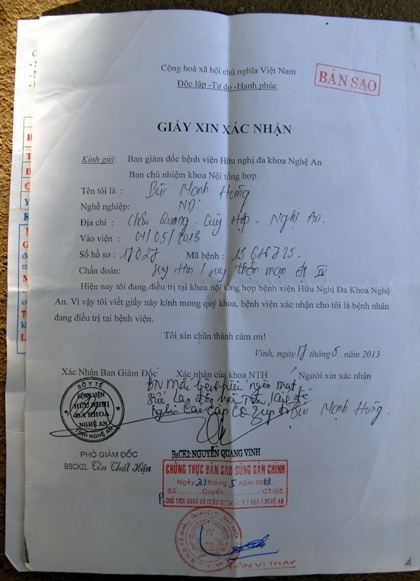 Chàng trai trẻ bị suy tim, suy thận độ 4 đếm từng ngày chờ chết - 4 Giấy xác nhận của BV.