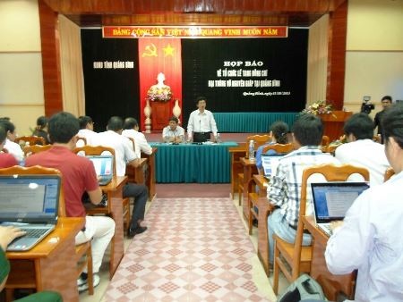 Quảng Bình: Gần 400 nhà báo được cấp thẻ tác nghiệp tại Quốc tang - 1 Toàn cảnh buổi họp báo về tổ chức tang lễ Đại tướng Võ Nguyên Giáp tại Quảng Bình.