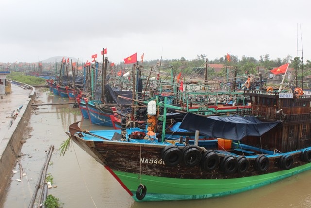Các phương tiện tàu thuyền vào bờ tránh trú bão an toàn.