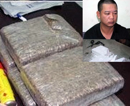 Một đối tượng (ảnh góc nhỏ) trong vụ CATP Vinh bắt 3 bánh heroin.
