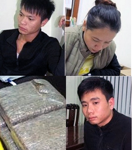 Các đối tượng cùng tang vật trong đường dây mua bán 5kg cần sa.