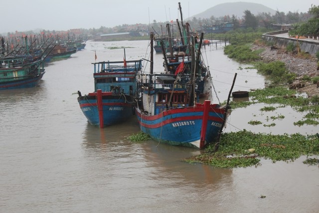Tàu thuyền Nghệ An vào bờ tránh bão số 14.