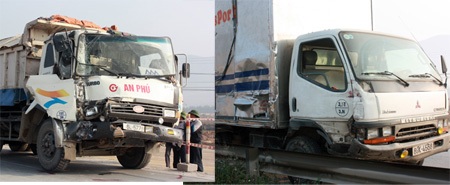 Nghệ An: Ôtô đâm liên hoàn, QL1A ách tắc nhiều km - 1 Hiện trường vụ tai nạn.