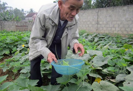 Thương vợ ông Cầm chỉ biết xoa bóp cho vợ mình đỡ đau.