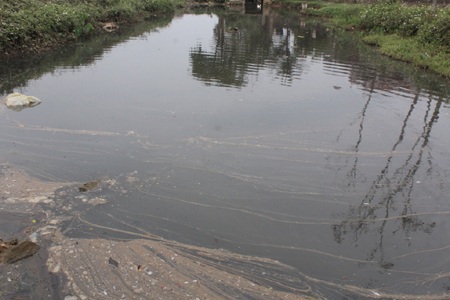 Mương nước đổ ra bay mùi hôi th