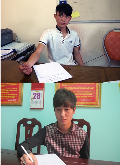  Hai đối tượng Tuấn và Lộc tại cơ quan công an.