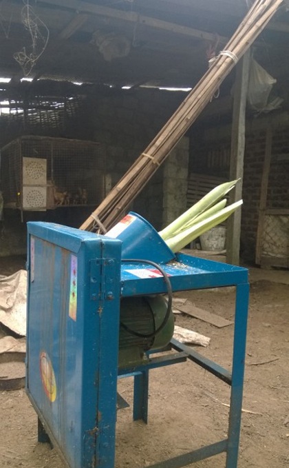 Chiếc máy thái chuối rò điện khiến chị Nam bị giật tử vong.