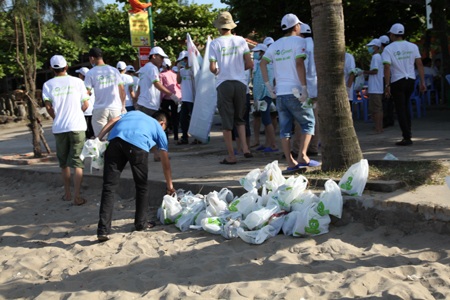Những túi rác được tập kết đưa về bãi rác tập trung.