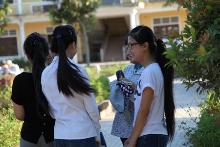 Thí sinh tự tin trước buổi thi Toán.