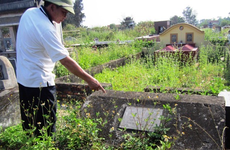 Nghĩa trang miền Nam ở xứ Nghệ cỏ cây mọc um tùm.