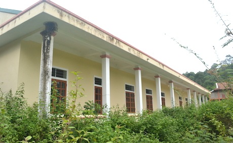 Trong khi đó một công trình phúc lợi xã hội bị cây cối bao phủ, mọc rêu xanh.