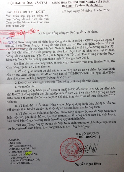 Chi 50 tỷ đồng gia cố 700m đường sắt Bắc - Nam