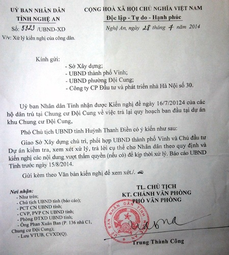  Ý kiến năm 2014 của
ông Huỳnh Thanh Điền

- PCT UBND tỉnh Nghệ An.