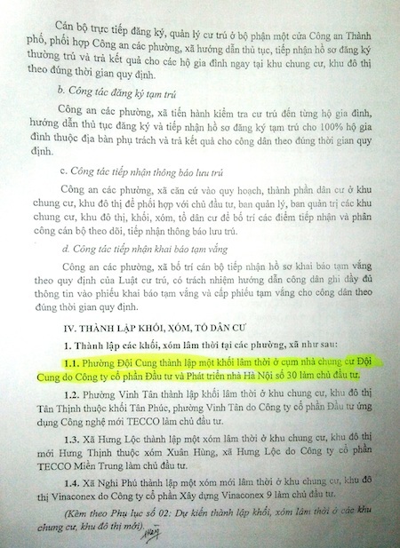  Quyết định 1572 của UBND TP Vinh về việc xen ghép chung cư Đội Cung vào khối dân cư số 3.