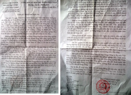 Công văn số 3980/UBND-TNMT của UBND TP Vinh gửi UBND tỉnh Nghệ An.