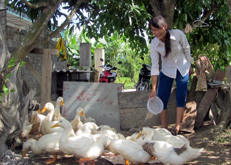 Ngoài thời gian đến lớp, Nga luôn chăm lo việc nhà cho gia đình dì dượng.