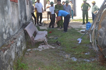 Hiện trường téc nước rơi làm 2 em học sinh chết thảm.