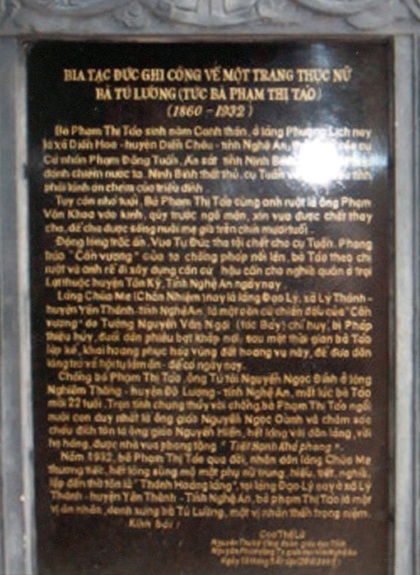 Bia ghi công bà Tú Lường.