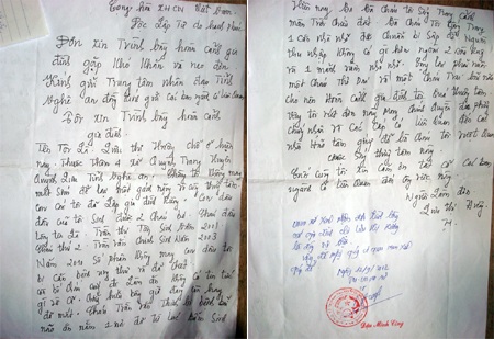 Chứng nhận của xã về hoàn cảnh cháu Tân.