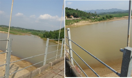 Dọc lan can cầu bằng sắt hai bên rất nhiều đoạn không cánh mà bay.