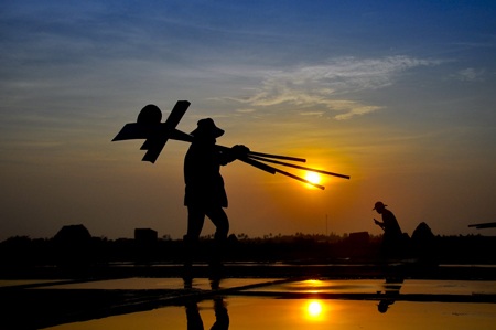 Trở về sau một buổi làm muối giữa tiết trời xứ Nghệ cháy sém.