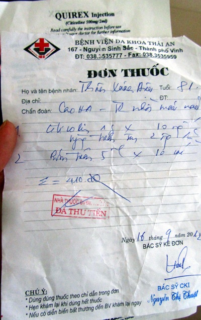 Đơn thuốc nhà thuốc Bệnh viện Thái An có giá cao hơn gấp đôi so với ở ngoài.